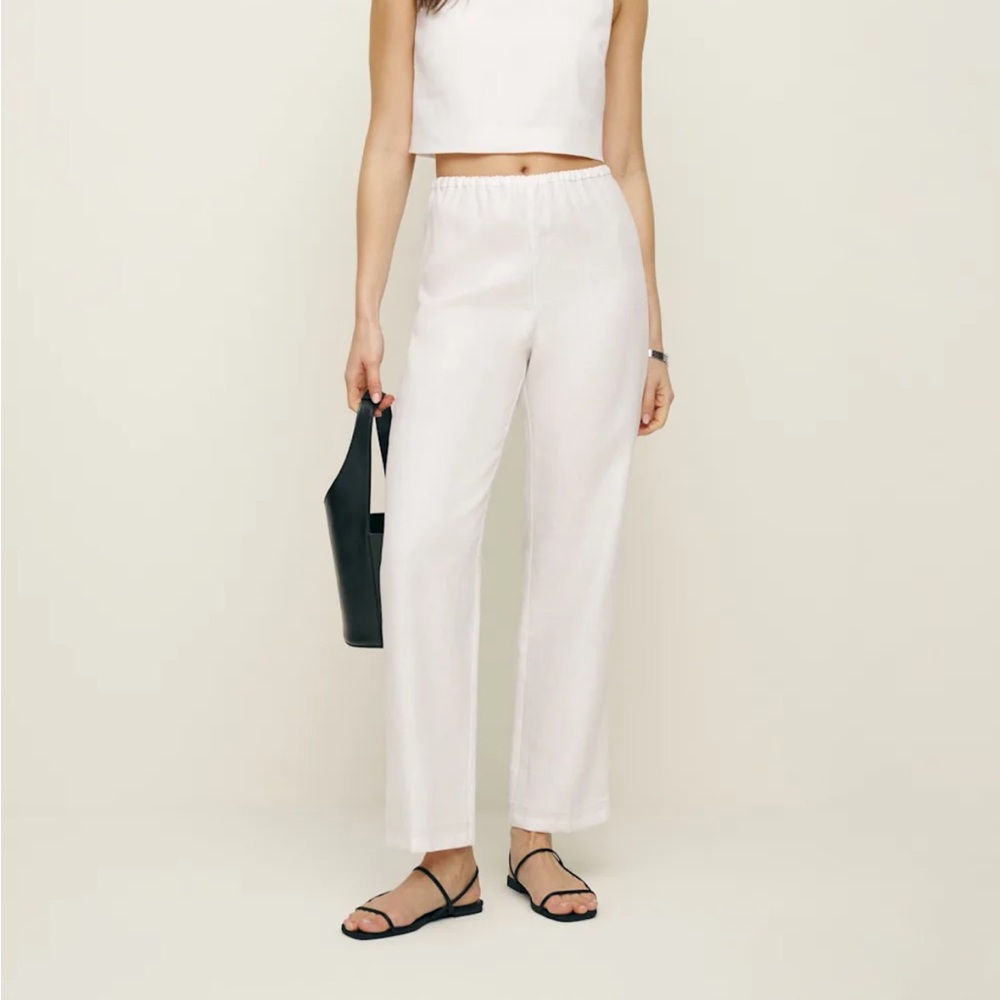 Reformation Remi Cropped Linen Pant White - Size S BRAND NEW WITH TAGS